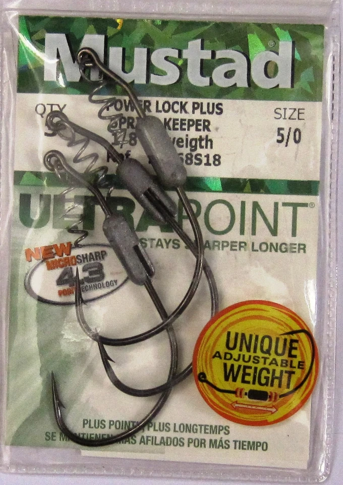 6 (2 packs) Mustad 91768S18 Power Lock Plus Ultrapoint Fishing Hooks 5/0 - Image 1 of 1