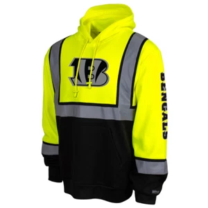 Cincinnati Bengals High-Visibility Safety Hooded Sweatshirt Hoodie Class 2 Volt - Picture 1 of 5