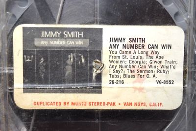 Jazz Jimmy Smith Any Number Can Win 4 Track Tape Clear Top Verve Muntz 26-219 - Image 1 of 4