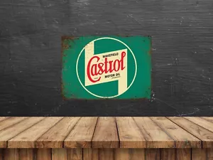 vintage castrol motor oil metal sign, Mancave, Garage Bar, Home Bar. - Foto 1 di 1