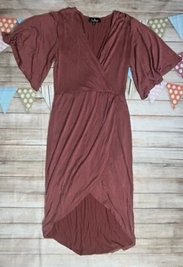 LULUS SZ M SALMON COLOR SHORT SLEEVE WRAP DRESS - Picture 1 of 3
