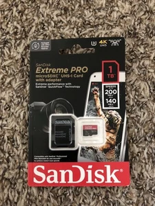 SanDisk EXREME PRO 1TB Micro SD Gaming Video Recording Drones & Smartphones - Zdjęcie 1 z 1