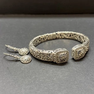 Juego de 3 piezas pendientes de filigrana SARDA Bali hechos a mano de ley 925 (36 g) + pulsera - Imagen 1 de 17