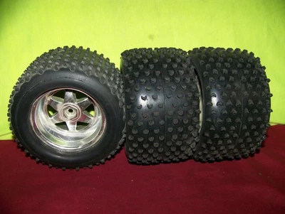 VINTAGE pacman supermaxx Tires wheels TMaxx 3.2 Rims rc parts emaxx hpi losi - Image 1 of 4