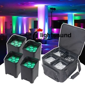 4PZ Wifi 6x18w Rgbwa Uv 6in1 Par Batteria Wireless Stage Evento Dj LED Uplight+Borsa - Foto 1 di 12