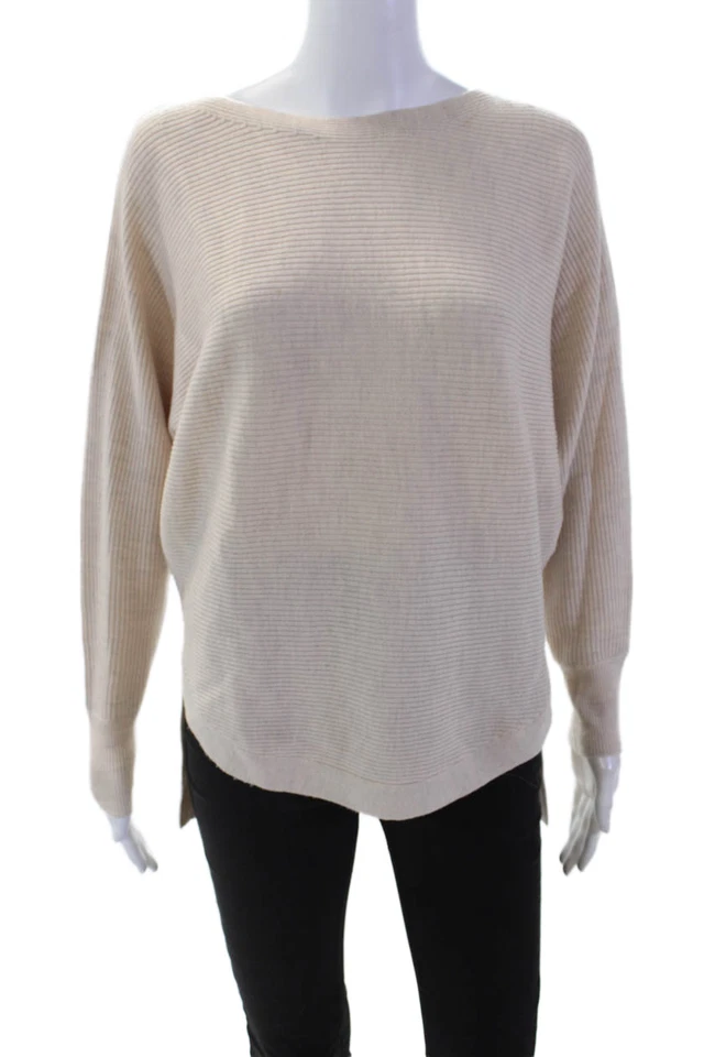 Suéter Allsaints Mujer Manga Larga Abertura Lateral Cuello Barco Beige Lana Talla Pequeña Foto 1 de 4