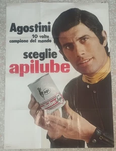 1968 - GIACOMO AGOSTINI - APILUBE - POSTER 85X61CM - 10 CAMPIONE - MAI APPESO - Picture 1 of 4