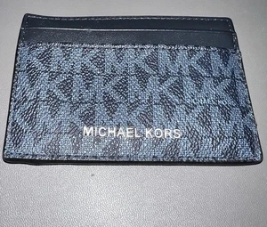 Michael Kors Mens Cooper Card Case Wallet MK Blue Credit Card Holder - Picture 1 of 5