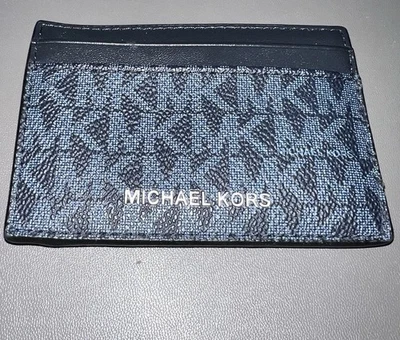 Michael Kors Mens Cooper Card Case Wallet MK Blue Credit Card Holder - Image 1 of 4