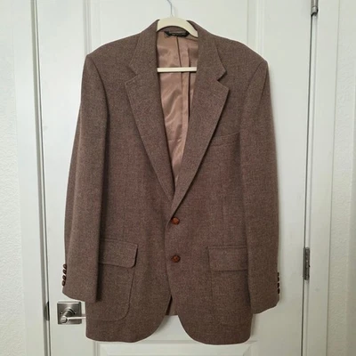 Blazer de lana Anthony Bentley grande Londres marrón espiga abrigo deportivo ropa de hombre Foto 1 de 4