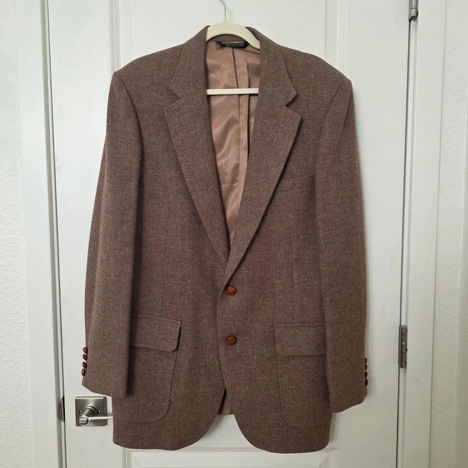 Blazer de lana Anthony Bentley grande Londres marrón espiga abrigo deportivo ropa de hombre Foto 1 de 4