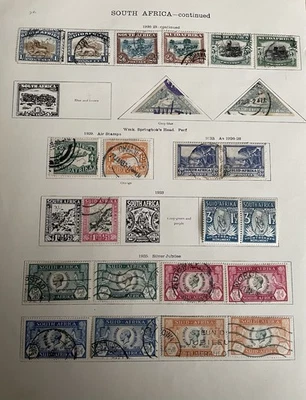 Collection of Old British Empire South African stamps on two album pages. - Image 1 of 2