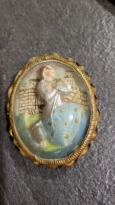 Médaillon Ex Voto En Ecume De Mer : Jeanne D'Arc - Photo 1/3