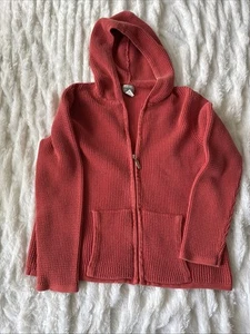 Chicos Women's Thermal Waffle Knit Hoodie Zip Up Cardigan  Size 0 Burnt Orange - Picture 1 of 6