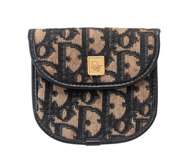 Christian Dior Monedero Estuche Trotador Cartera Lona Cuero De Colección Foto 1 de 4