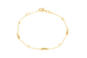 14K YELLOW GOLD BAR STATION BRACELET - Picture 1 of 2
