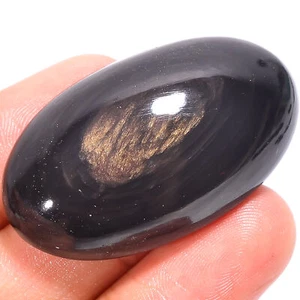 Natural Golden Sheen obsidian Oval Cabochon Gemstone 64 Ct. 39X23X10 mm EE-36015 - Picture 1 of 1