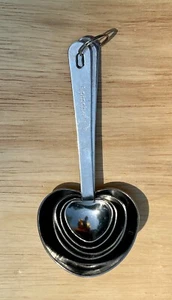 HEART SHAPED Measuring Spoons A Pinch Of Joy Stainless Steel Wedding Gift Love - Imagen 1 de 3