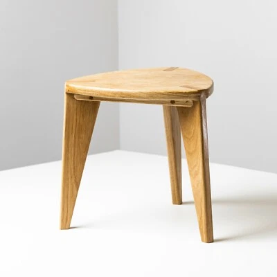 Oak three legged stool tripod industrial retro rustic urban style stool chair - Image 1 of 4