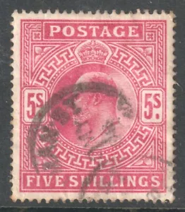 UNITED KINGDOM 1902 - 11 5/- CARMINE ROSE KING EDWARD VII - Picture 1 of 2