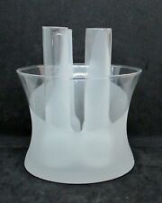 Partially Frosted Flared Ice Bucket on Heavy Base w/ Four Frosted Liquor Vials