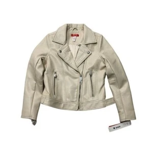 Aqua Girl Autumn Pu Faux Leather Motorcycle Zipper Jacket Girl's Size L - Picture 1 of 7