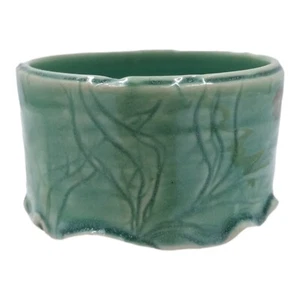 Signed Art Pottery Planter Green Glaze Handcrafted Succulent Cactus Pot Small - Picture 1 of 8