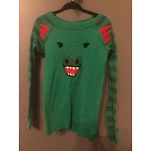 Hanna andersson size 110 5t dragon green pj top christmas - Picture 1 of 3