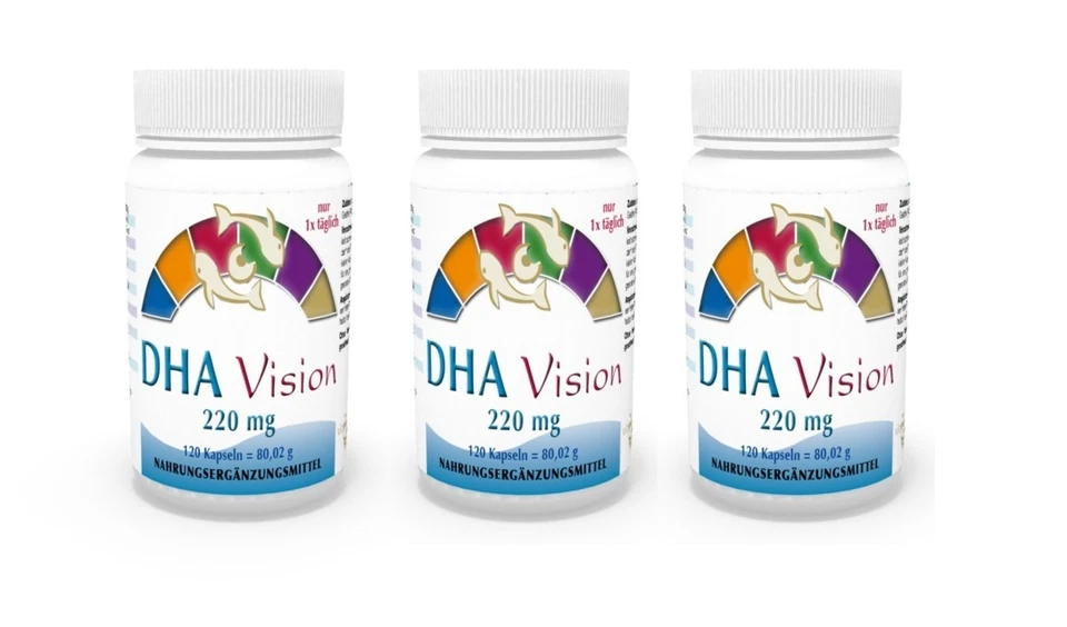 Vita World 3er Pack DHA Vision 220mg Omega 3 3 x 120 Kapseln Made in Germany EPA