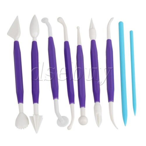 9pcs Polymer Clay Tool Double-head ABS Plastic Pottery Modeling Tool Set Purple