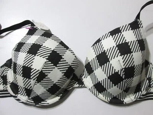 Xhilaration Bra Size 34B Black/White Underwired Lined Adjustable Straps Check - Picture 1 of 6