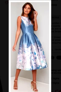 Chi Chi size 14 Blue Floral Dress Wedding Guest Bride's Mother BNWOT - Picture 1 of 7