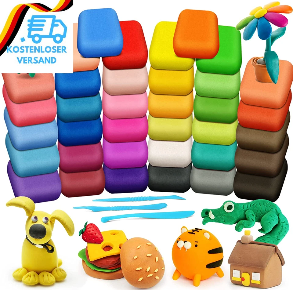 Essenson Modelliermasse Lufttrocknend, 36 Farben Lufttrockener Magischer Knete F