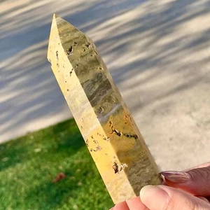176G Natural Bumblebee Jade Quartz Square Pointed Stone Pillar Healing - Picture 1 of 22