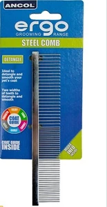 Ergo Metal Steel Dog Grooming Detangle Comb - Picture 1 of 2