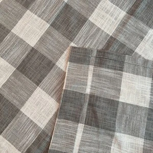 "6 paneles de cortina Allen + Roth gris negro blanco a cuadros 6 % LINO lengüeta 94,5""x49""" - Imagen 1 de 10