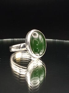 Jade Ring Sterlingsilber Ringgröße 7 Handarbeit Kunsthandwerk Schmuck Edelsteinring - Bild 1 von 7