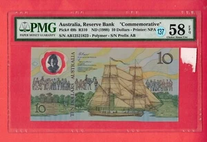 Australia Reserve Bank 10 Dollars P# 49b 1988 Commemorative PMG 58 EPQ UNC Lt137 - Picture 1 of 2