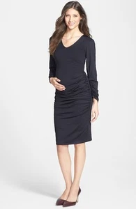 Vestido de Maternidad Eva Alexander London Midi Acanalado Negro Talla 10 Nuevo - Imagen 1 de 2