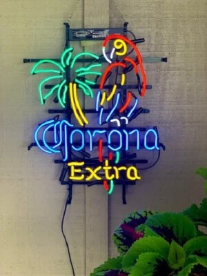 Corona Extra Beer Parrot Palm Tree 20"x16" Neon Light Sign Lamp Bar Martini Art - Image 1 of 4