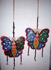 ELEPHANT FISH BUTTERFLY GOAT LEATHER HANDICRAFT ART PAINT HANGING INDIA LUCK WOW