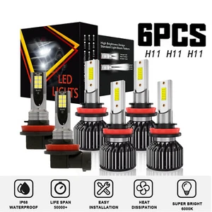White LED Headlight + Fog Light Bulbs Kit For Toyota Tacoma 2016-2021 2022 2023 - Picture 1 of 12