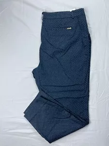 Ann Klein Flat Front Stretch Cotton Chino Ankle Pants. Snowflake Geometric, 16. - Picture 1 of 9