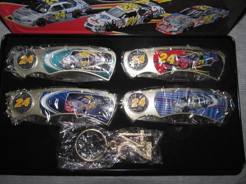 5pc Nascar Folding Knife Set With Keychain Tin #24 JEFF GORDON Nascar Cover