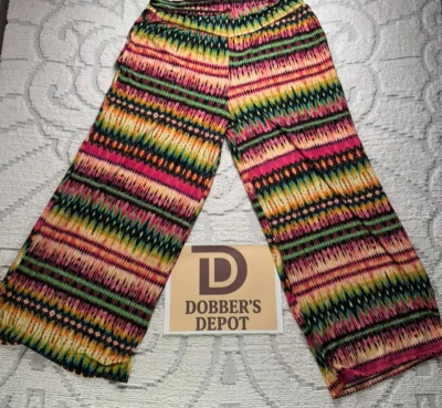 Yummy Plus Brand Palazzo Pants Size 3XL Boho Bright Colors Comfortable and Light - Image 1 of 4