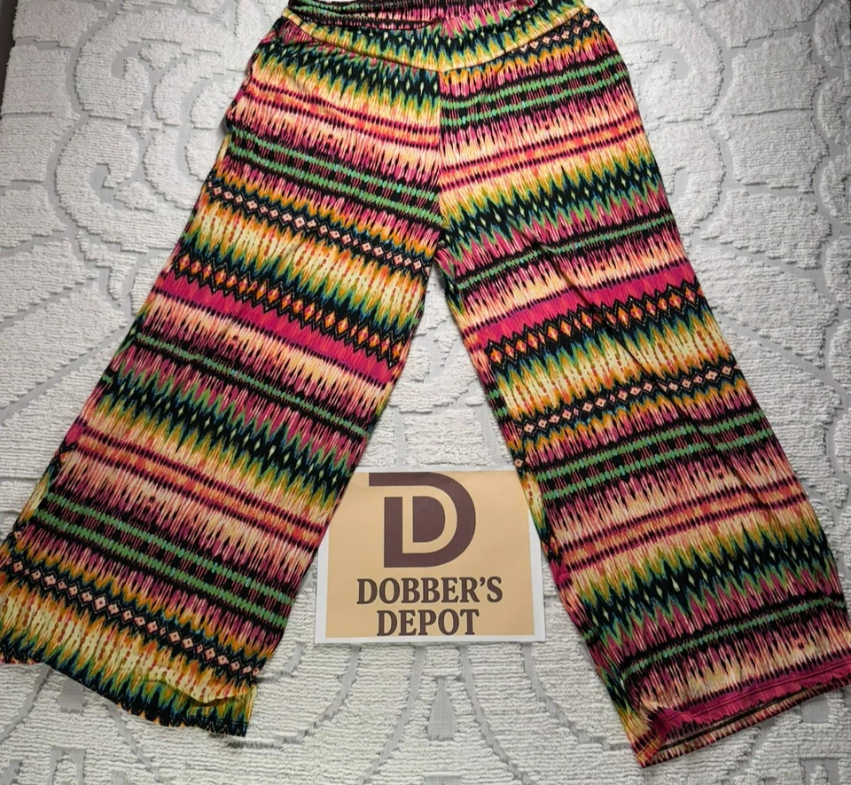 Pantalones Palazzo Marca Yummy Plus Talla 3XL Boho Colores Brillantes Cómodos y Ligeros Foto 1 de 4