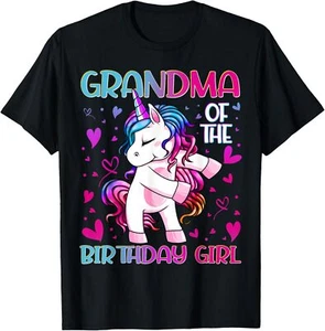 Grandma of the Birthday Girl Flossing Unicorn Grandmother T-Shirt Hoodie - Picture 1 of 18