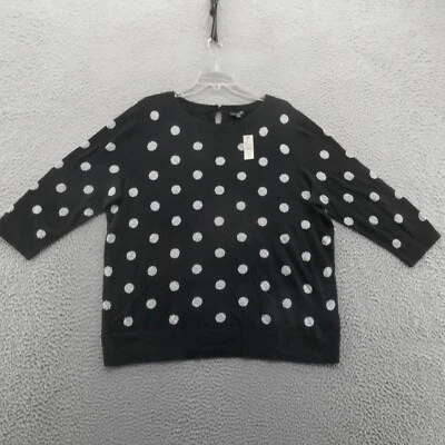 NWT Talbots Metallic Dot Pullover Sweater 2X Black Silver Womens 3/4 Sleeve - Image 1 of 4