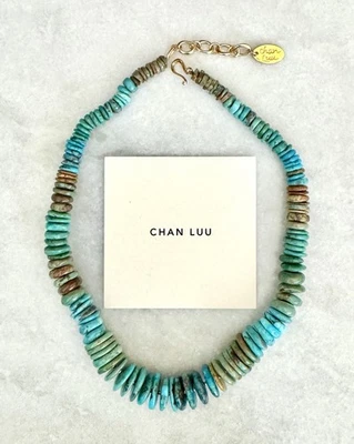 NWT $615 Chan Luu STUNNING Turquoise Nugget Sky Necklace 18K GP ~ Boho Chic! 🌺 - Image 1 of 4