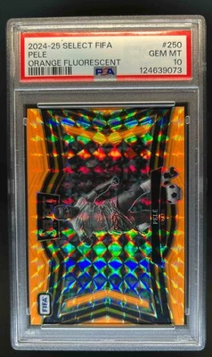 2024-25 Select FIFA Pele Field Orange Fluorescent #37/125 Brazil PSA 10 - Image 1 of 2